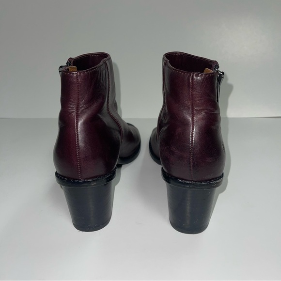 Frye Peep Booties Women's Size 6.5‎ US Wine Leather Heeled Ankle Boots BRIELLE - Picture 10 of 12